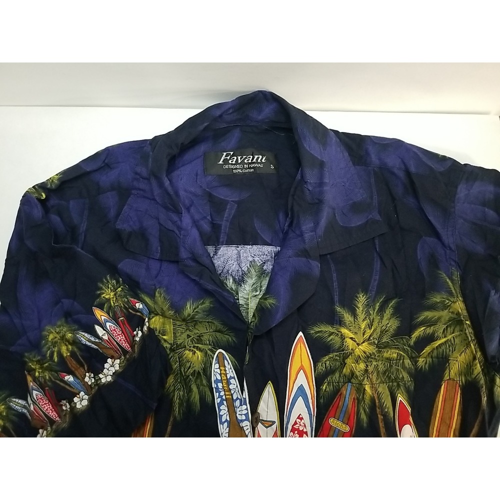 Favant Hawaiian Aloha Mens Shirt Small Short Sleeve Button Up Surfboard Floral